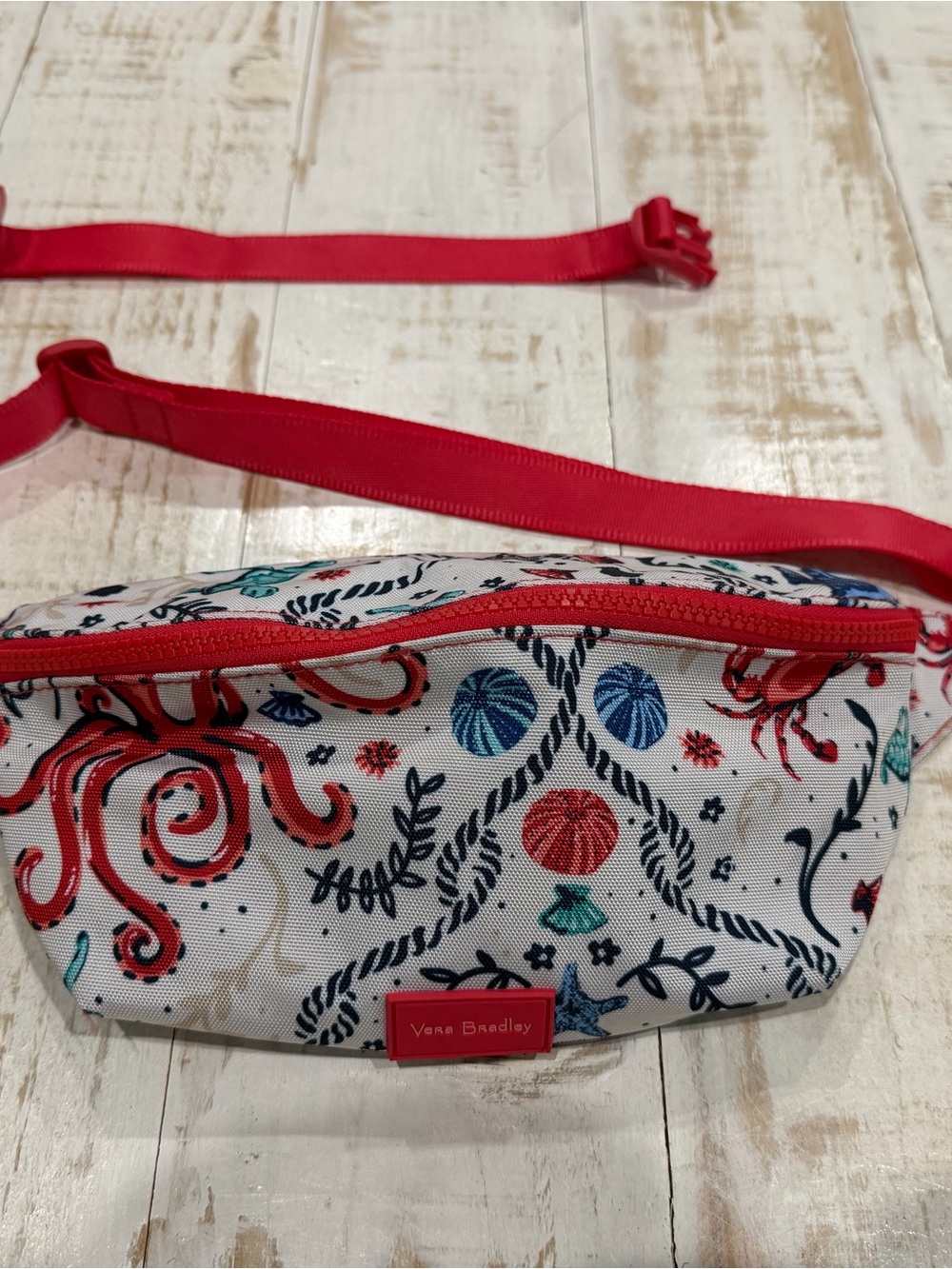 Vera Bradley ReActive RFID Belt Bag in Sea Life Fanny Pack Octopus Fish Red Bag